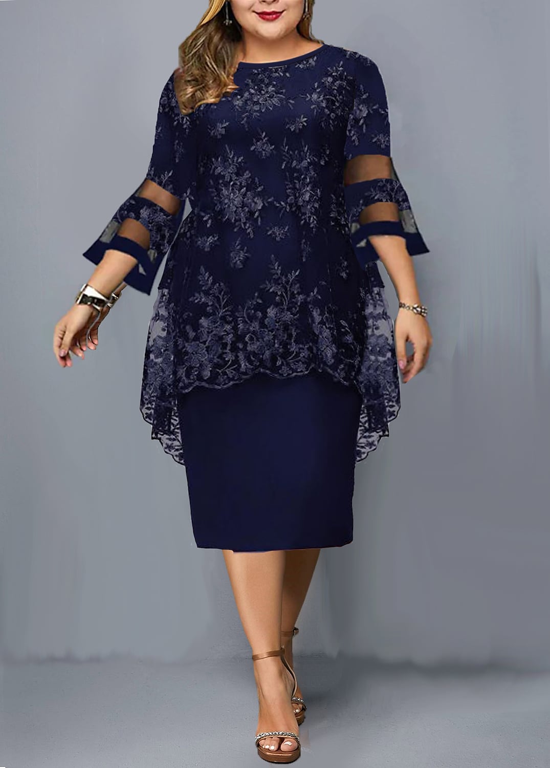 Women's Plus Size A Line Dress Midi Dress