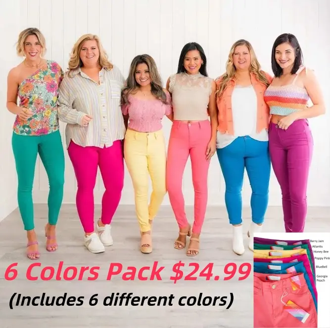 🔥6 Colors Pack only $24.99 🔥Taste The Rainbow Mid Rise Hyper Stretch Skinny Jeans (Multiple Colors)