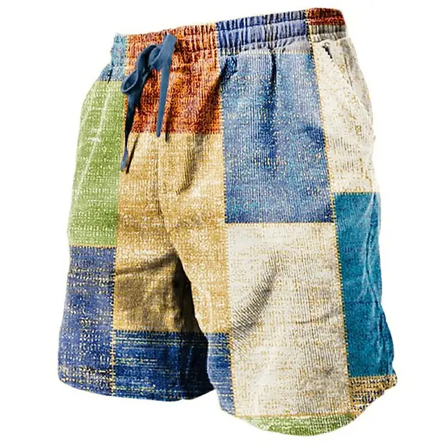 4 PACK-Men's Shorts Summer Shorts Casual Shorts Pocket Drawstring Elastic Waist Graphic Color Block Geometric Pattern Breathable Soft Short Casual Daily Holiday Fashion Streetwear Yellow Blue Micro-elastic