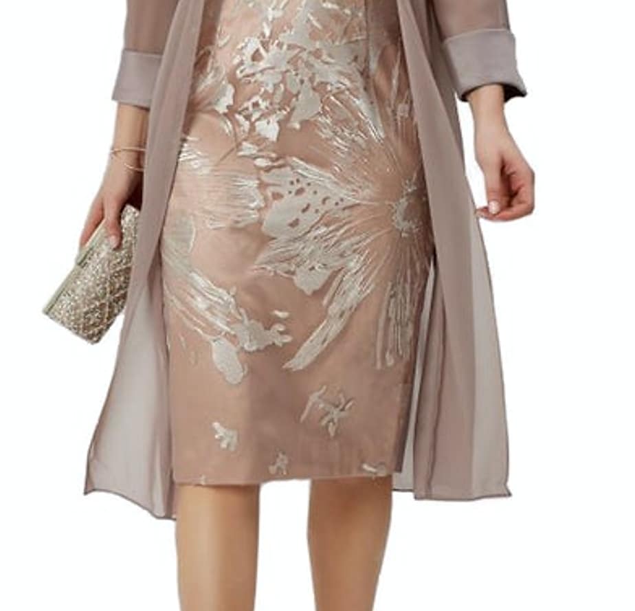Women's Dress Set Two Piece Dress Knee Length Dress Champagne Long Sleeve Print Layered Mesh With Belt Fall Winter Shirt Collar Elegant Modern 2022 S M L XL XXL 3XL