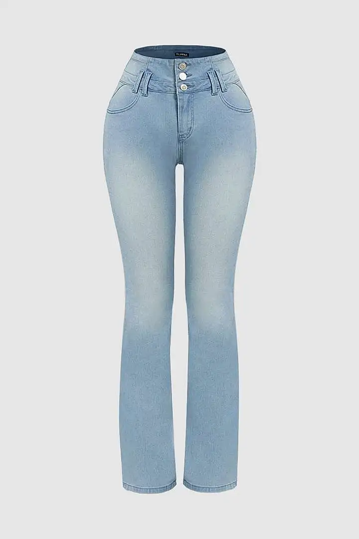 🔥7 Colors Pack only $24.99 🔥⚡LIMITED SALE-High-Waist Button Fly Flare Jeans