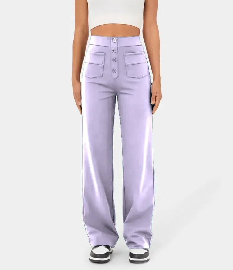 💖Today’s Promotion💐High Waisted Button Multiple Pockets Straight Leg Casual Pants