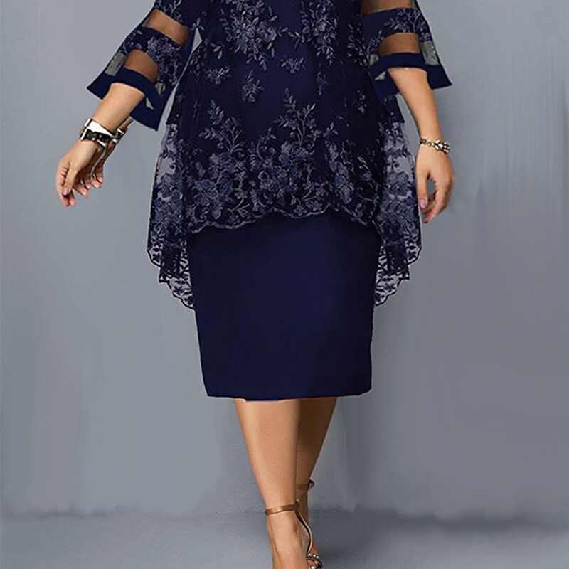 Women's Plus Size A Line Dress Midi Dress