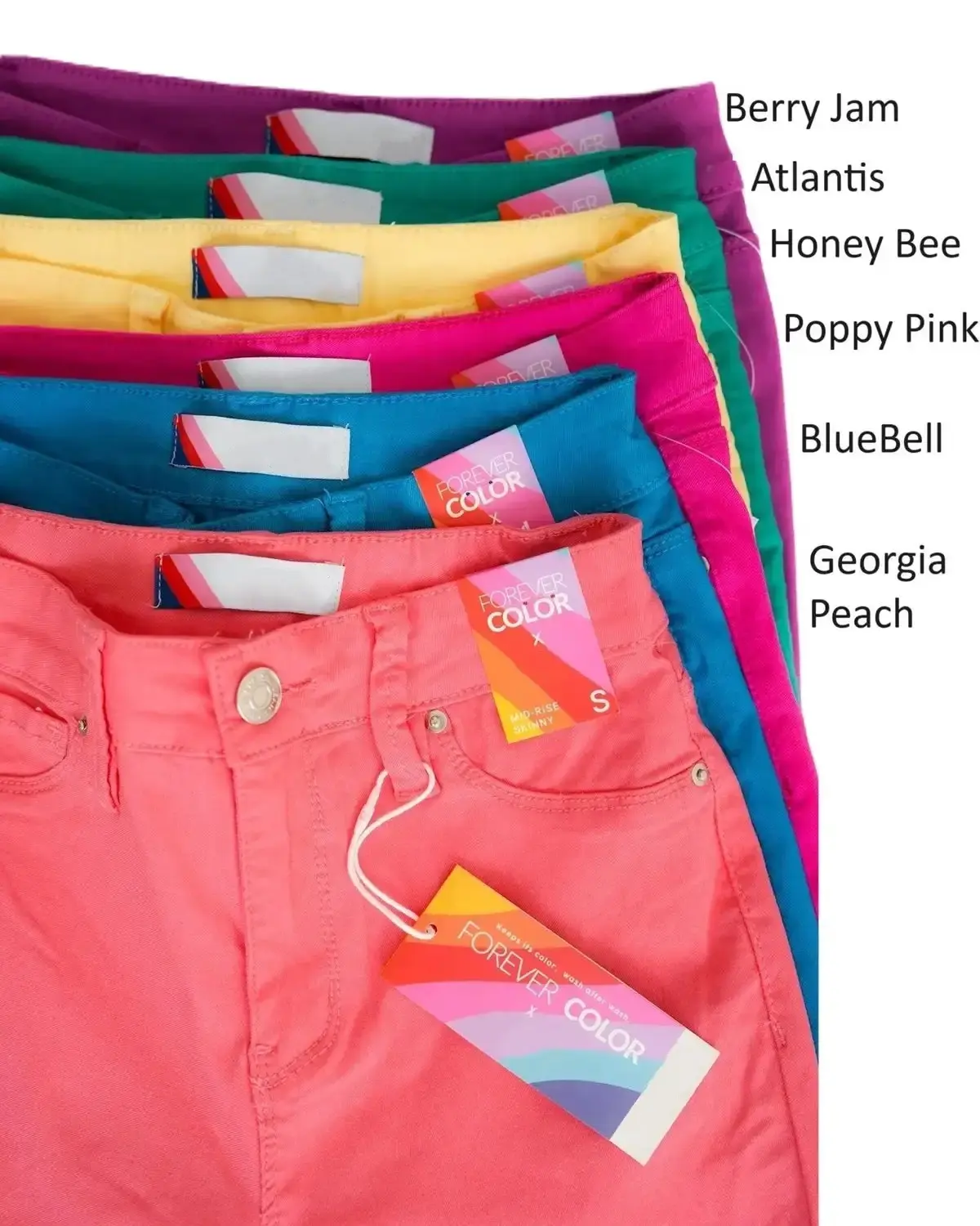 🔥6 Colors Pack only $24.99 🔥Taste The Rainbow Mid Rise Hyper Stretch Skinny Jeans (Multiple Colors)